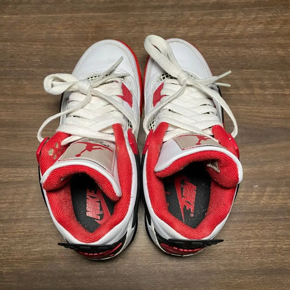 Men's Air Jordan 4 Retro OG Fire Red White Black Sneakers Size 4 (DC7770-160)